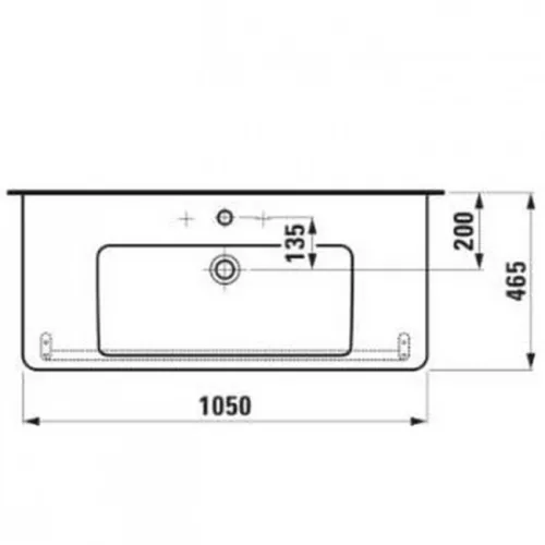 Laufen Pro S ráépíthető mosdó csaplyukkal 100,5 cm fehér H8139660001041 rajz