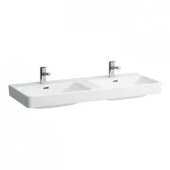 Laufen Pro S ráépíthető dupla mosdó csaplyukkal 120 cm fehér H8149660001041 rajz