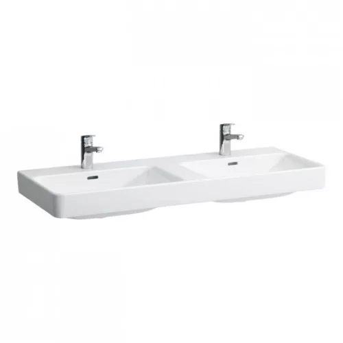 Laufen Pro S ráépíthető dupla mosdó csaplyukkal 120 cm fehér H8149660001041 rajz