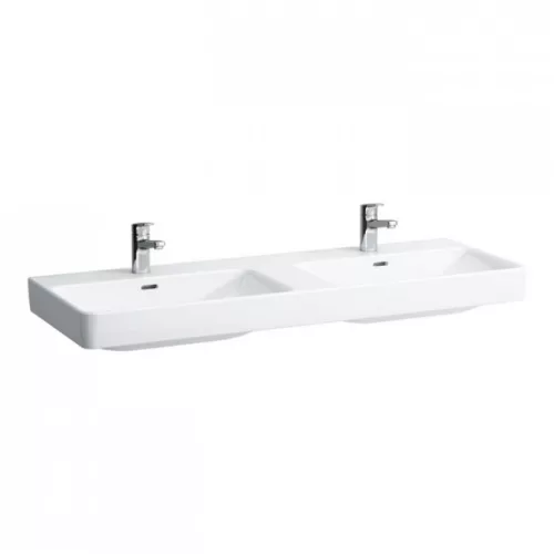 Laufen Pro S ráépíthető dupla mosdó csaplyukkal 130 cm fehér H8149680001041 rajz