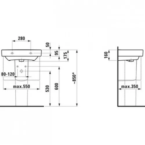 Laufen Pro S mosdó csaplyukkal 60x38 kompakt LCC felület fehér H8189594001041