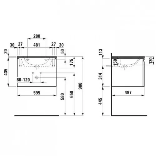 Laufen Pro S bútor mosdóval komplett 60x50 fényes fehér H8609614751041