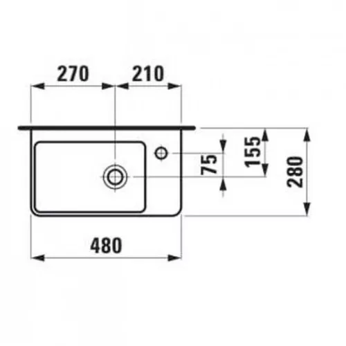Laufen Pro S bútor mosdóval komlett 48x18 fényes fehér H8629644751041 rajz2
