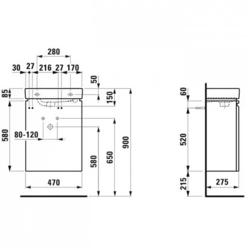 Laufen Pro S bútor mosdóval komplett 48x28 matt fehér balos H8629654631041