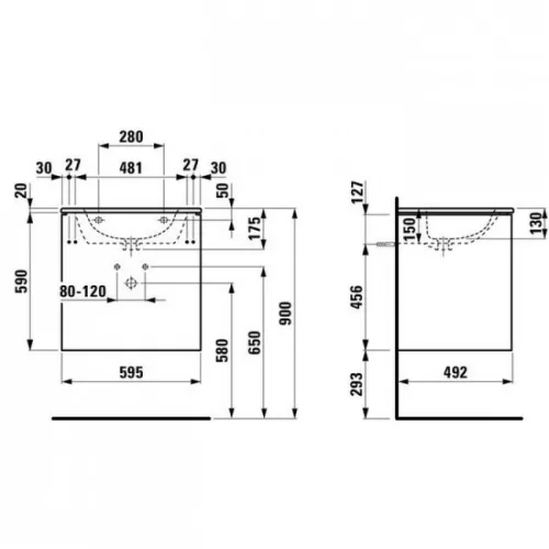 Laufen Pro S bútor mosdóval komplett 2 fiók 60x50 fényes fehér H8649602611041
