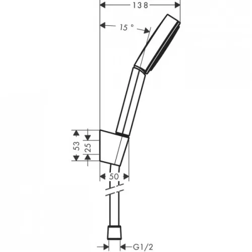 Hansgrohe Pulsify S 105 zuhanyszett gégecsővel rajza