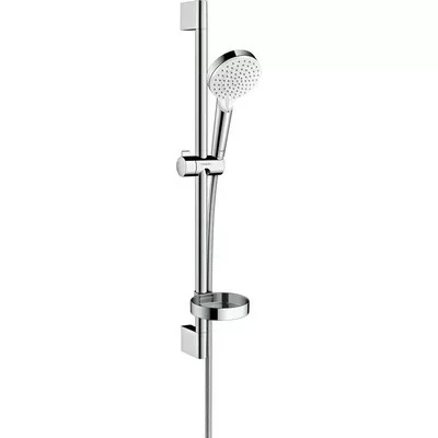 Hansgrohe Crometta Vario szappantartós zuhanyszett 65 cm rúd króm fehér 26553400 rajza