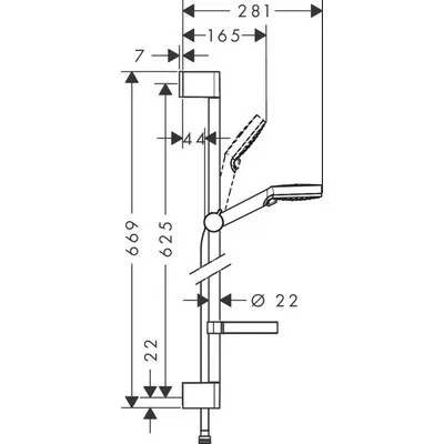Hansgrohe Crometta Vario szappantartós zuhanyszett 65 cm rúd króm fehér 26553400