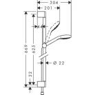 Hansgrohe Croma Select S EcoSmart zuhanyszett zuhanyrúddal 65 cm fehér króm 26563400
