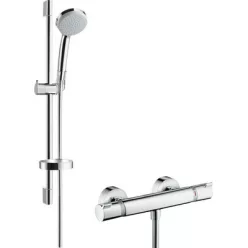 Hansgrohe Croma 100 Ecostat EcoSmart termosztátos zuhanyrendszer komplett 27032000 rajza