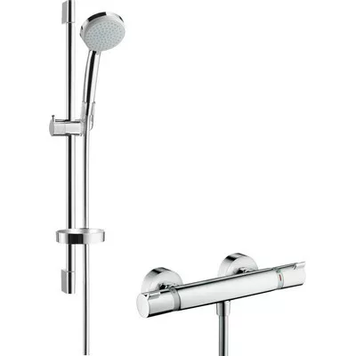 Hansgrohe Croma 100 Ecostat EcoSmart termosztátos zuhanyrendszer komplett 27032000 rajza