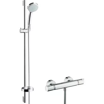 Hansgrohe Croma 100 Ecostat  EcoSmart termosztátos zuhanyrendszer komplett 27033000 rajza
