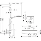Hansgrohe Raindance zuhanyszett termosztáttal 90 cm zuhanyrúddal HG-27037400