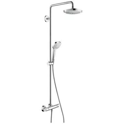 Hansgrohe Croma Select E Showerpipe termosztátos zuhanyrandszer króm fehér 27256400 rajza