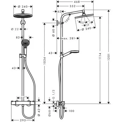 Hansgrohe Crometta S Showerpipe 240 1jet termosztátos zuhanyrendszer króm 27267000