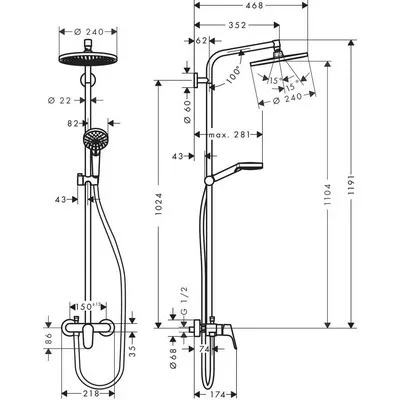Hansgrohe Crometta S Showerpipe 240 1jet zuhanyrendszer króm 27269000