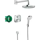 Hansgrohe Croma Select E termosztátos süllyesztett zuhanyrendszer króm fehér 27294000 rajza