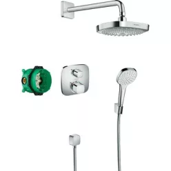 Hansgrohe Croma Select E termosztátos süllyesztett zuhanyrendszer króm fehér 27294000 rajza