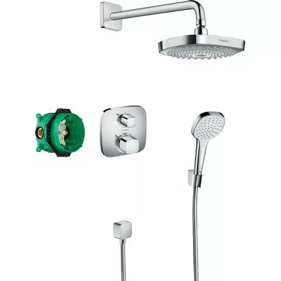 Hansgrohe Croma Select E termosztátos süllyesztett zuhanyrendszer króm fehér 27294000 rajza