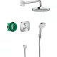 Hansgrohe Croma Select E termosztátos süllyesztett zuhanyrendszer króm fehér 27294000 rajza