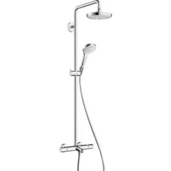 Hansgrohe Croma Select S Showerpipe 180 termosztátos zuhanyrendszer komplett fehér króm 27351400 rajza