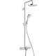 Hansgrohe Croma Select S Showerpipe 180 termosztátos zuhanyrendszer komplett fehér króm 27351400 rajza