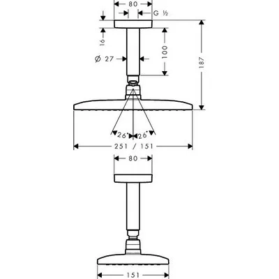 Hansgrohe Raindance E 240 AIR 1jet fejzuhany 100 mm mennyezeti csatlakozóval