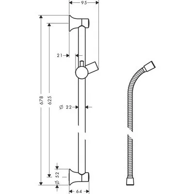 Hansgrohe Unica zuhanyrúd 65 cm zuhanycsővel HG-27617000