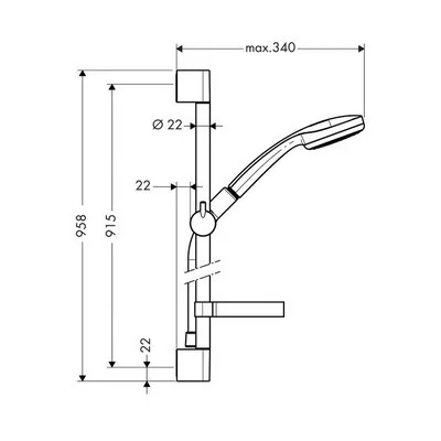 Hansgrohe Croma 100 Vario zuhanyszett fali rúddal 90 cm 27771000