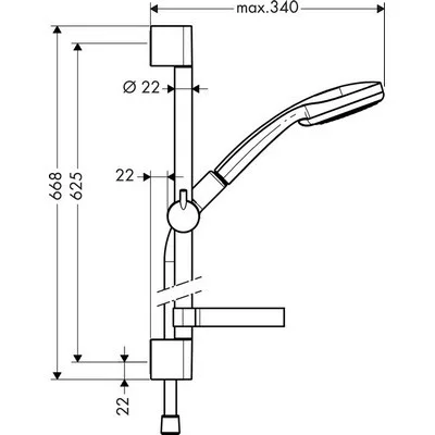 Hansgrohe Croma 100 Multi 3jet zuhanyszett fali rúddal 65 cm 27775000