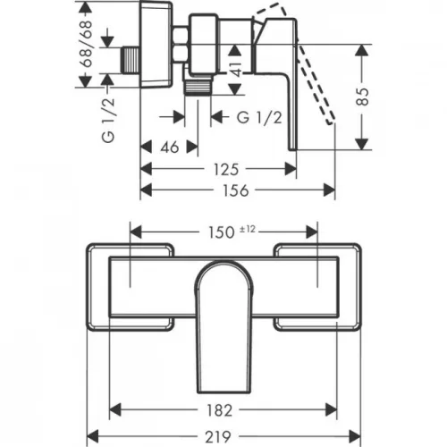 Hansgrohe Vernis Shape egykaros zuhanycsaptelep fekete HG-71650670 kép