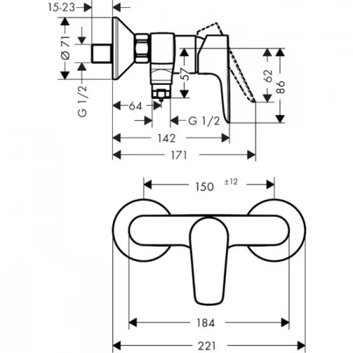 Hansgrohe Talis E egykaros zuhany csaptelep matt fekete HG-71760670