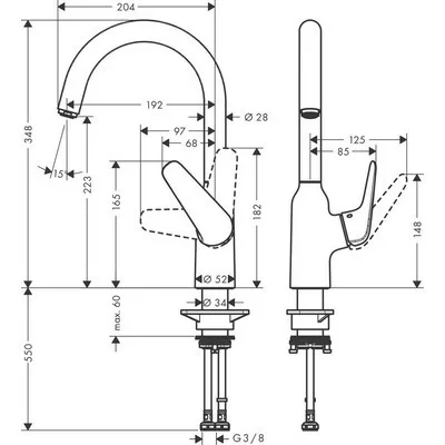 Hansgrohe Focus M42 220 egykaros konyhai csaptelep króm 71802000