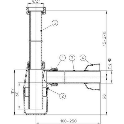 HL mosdó szifon 5/4 colos 40 mm csővel (HL132-40)