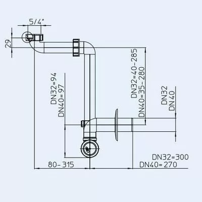 HL helytakarékos mosdó szifon 5/4 colos 40 mm csővel (HL137-40)