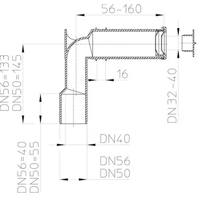 HL 34 mosogató szifon csatlakozókönyök DN40/50 (HL34)