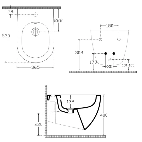 Isvea INFINITY fali bidé, 36,5x53cm, csont fehér