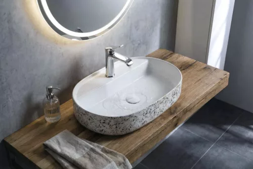 Isvea INFINITY OVAL kerámiamosdó, 60x40cm, terrazzo