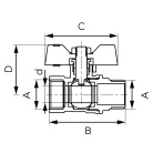 Ferro golyóscsap, pillangókar, kb, 3/4", f-comfort (KFCM21)