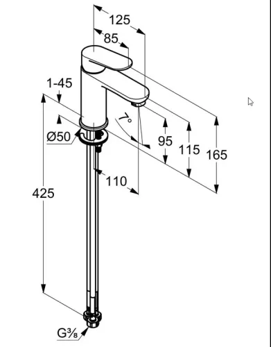 KLUDI-X1 egykaros mosdó csaptelep leeresztő nélkül 100 DN 15 króm - 322820575