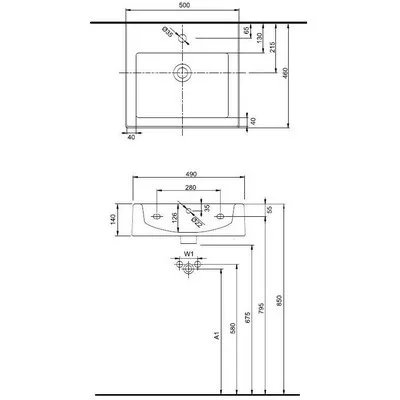 Kolo Twins beépíthető mosdó 50 cm L51150000
