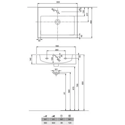 Kolo Twins beépíthető mosdó 50 cm L51150000
