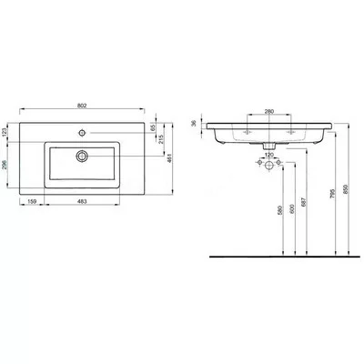 Kolo Twins beépíthető mosdó 50 cm L51950000