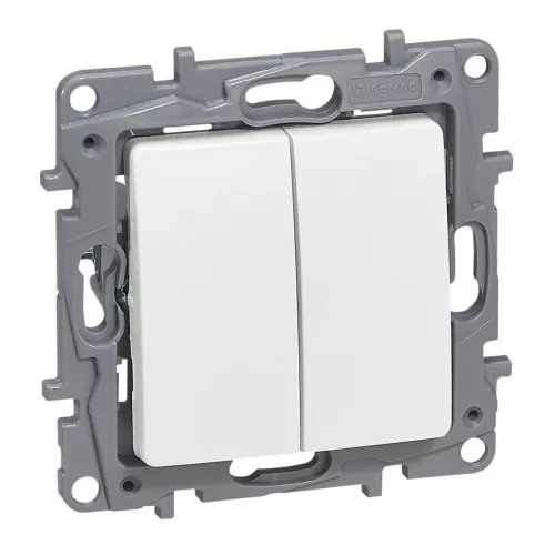 Niloé váltókapcsoló 10 AX + nyomó 6 A - 250 V±, fehér (764509)