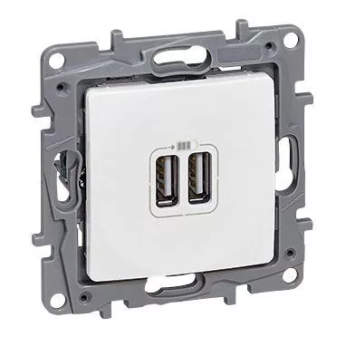 Niloé kettős USB-A+A töltőaljzat - 3 A - 15 W, fehér (764594)