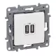 Niloé kettős USB-A+A töltőaljzat - 3 A - 15 W, fehér (764594)