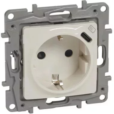 Niloé 2P+F földelt aljzat, USB C-típusú csatlakozóval, bézs (764635)