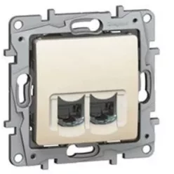 Niloé 2xRJ45 Cat.6 UTP csatlakozóaljzat, bézs (764674)
