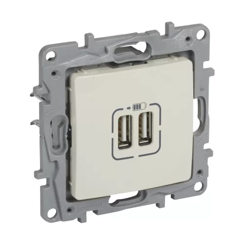 Niloé kettős USB-A+A töltőaljzat - 3 A - 15 W, bézs (764694)