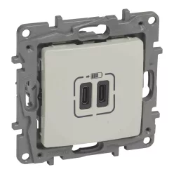   Niloé kettős USB-C+C töltőaljzat - 3 A - 15 W, bézs (764695)